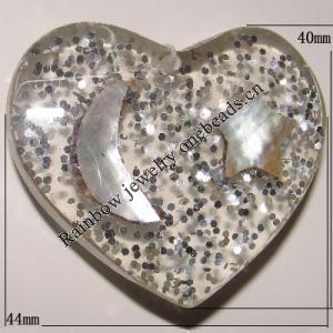 Shell pendant, Heart 44x40mm Sold by Bag