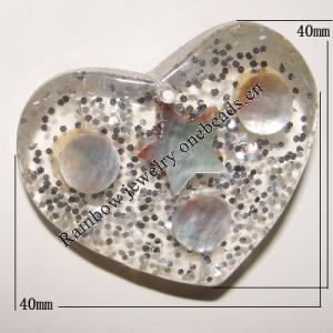 Shell pendant, Heart 40mm Sold by Bag