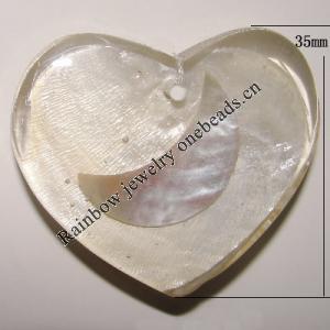 Shell pendant, Heart 35mm Sold by Bag
