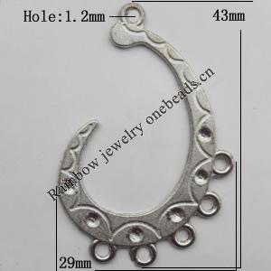 Connector, Lead-free Zinc Alloy Jewelry Findings, 29x43mm Hole=1.2mm, Sold by Bag