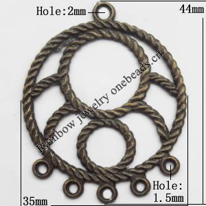 Connector, Lead-free Zinc Alloy Jewelry Findings, 35x44mm Hole=2mm,1.5mm, Sold by Bag