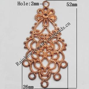 Connector, Lead-free Zinc Alloy Jewelry Findings, 26x52mm Hole=2mm, Sold by Bag