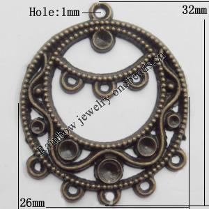 Connector, Lead-free Zinc Alloy Jewelry Findings, 26x32mm Hole=1mm, Sold by Bag