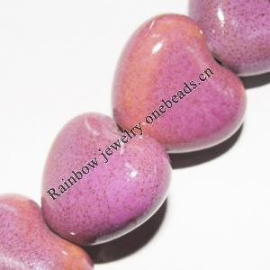 Ceramics Jewelry Beads, Heart 18x20mm Hole:3mm, Sold by Group