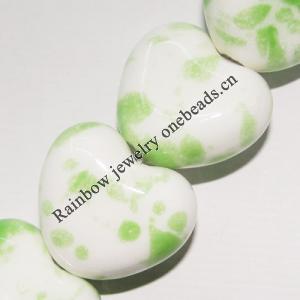 Ceramics Jewelry Beads, Heart 18x20mm Hole:3mm, Sold by Group