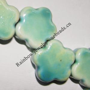 Ceramics Jewelry Beads, Flower 23mm Hole:3mm, Sold by Group