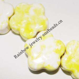 Ceramics Jewelry Beads, Flower 23mm Hole:3mm, Sold by Group