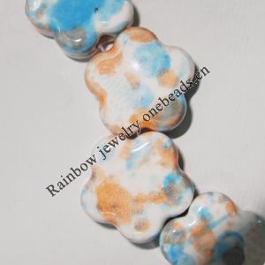 Ceramics Jewelry Beads, Flower 23mm Hole:3mm, Sold by Group