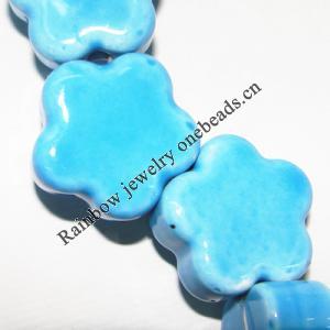 Ceramics Jewelry Beads, Flower 23mm Hole:3mm, Sold by Group