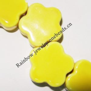 Ceramics Jewelry Beads, Flower 23mm Hole:3mm, Sold by Group