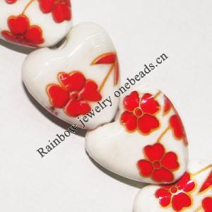 Ceramics Jewelry Beads, Heart 15x15mm, Sold by Group