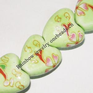 Ceramics Jewelry Beads, Heart 15x15mm, Sold by Group