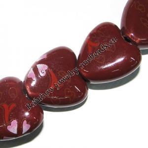 Ceramics Jewelry Beads, Heart 15x15mm, Sold by Group