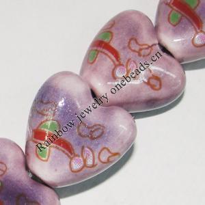 Ceramics Jewelry Beads, Heart 15x15mm, Sold by Group