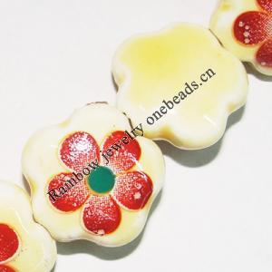 Ceramics Jewelry Beads, Flower 15mm Hole:3mm, Sold by Group