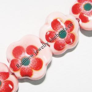 Ceramics Jewelry Beads, Flower 15mm Hole:3mm, Sold by Group