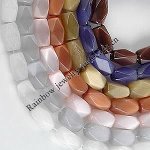 Cat's Eye jewelry Beads, Faceted Tube 9x16mm Length:14inch, Sold by Strands