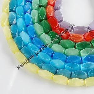 Cat's Eye jewelry Beads, Faceted Tube 9x16mm Length:14inch, Sold by Strands
