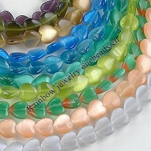 Cat's Eye jewelry Beads, Heart 10x12mm Length:14inch, Sold by Strands