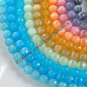 Cat's Eye jewelry Beads, Faceted Round 10mm Length:14inch, Sold by Strands