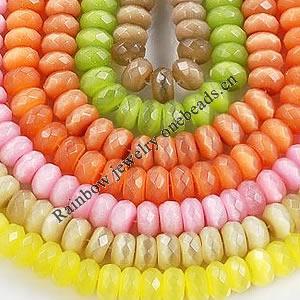 Cat's Eye jewelry Beads, Faceted Rondelle 7x12mm Length:14inch, Sold by Strands