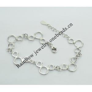 Sterling Silver European style Bracelets, Length:7.09inch, Sold by PC