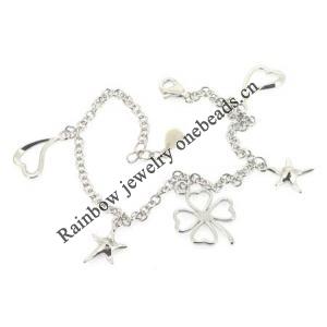 Sterling Silver European style Bracelets, Length:7.09inch, Sold by PC