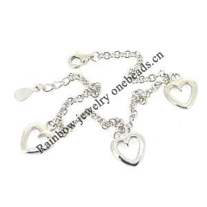 Sterling Silver European style Bracelets, Length:7.09inch, Sold by PC