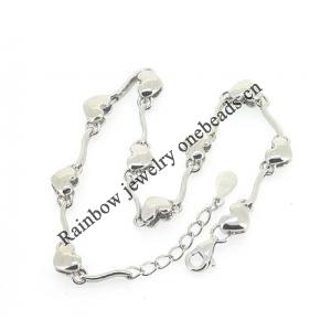 Sterling Silver European style Bracelets, Length:7.09inch, Sold by PC