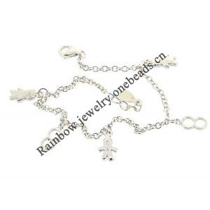 Sterling Silver European style Bracelets, Length:7.09inch, Sold by PC