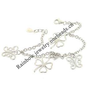 Sterling Silver European style Bracelets, Length:7.09inch, Sold by PC