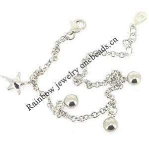 Sterling Silver European style Bracelets, Length:7.09inch, Sold by PC