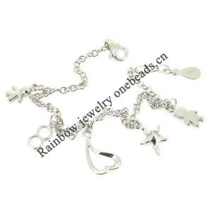 Sterling Silver European style Bracelets, Length:7.09inch, Sold by PC