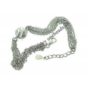 Sterling Silver European style Bracelets, Length:7.09inch, Sold by PC