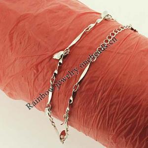 Sterling Silver European style Bracelets, Length:7.09inch, Sold by PC