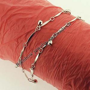 Sterling Silver European style Bracelets, Length:7.09inch, Sold by PC