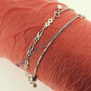 Sterling Silver European style Bracelets, Length:7.09inch, Sold by PC