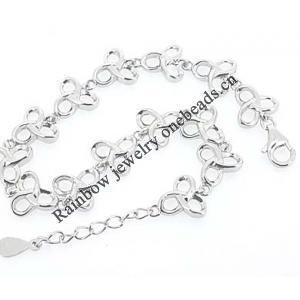 Sterling Silver European style Bracelets, Length:7.09inch, Sold by PC