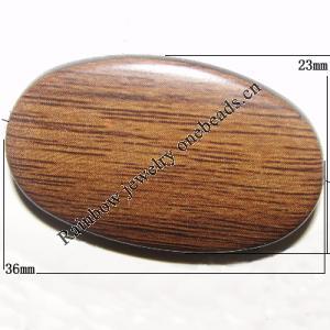 Imitate Wood Acrylic Beads, Flat Oval 36x23mm Sold by Bag