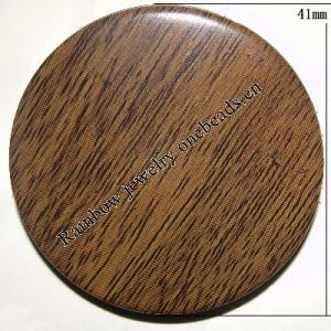 Imitate Wood Acrylic Beads, Flat Round 41mm Sold by Bag