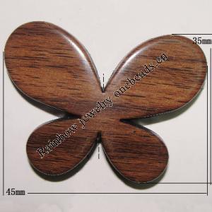 Imitate Wood Acrylic Beads, Butterfly 35x45mm Sold by Bag