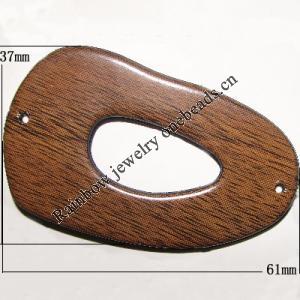 Imitate Wood Acrylic Connector, 61x37mm  Sold by Bag