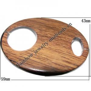 Imitate Wood Acrylic Connector, 59x43mm  Sold by Bag