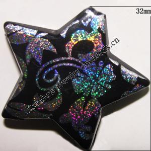 Painted Spray-paint Hardening Acrylic Beads, Star 32mm Sold by Bag