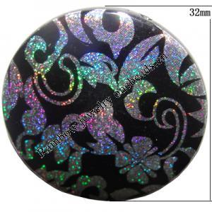 Painted Spray-paint Hardening Acrylic Beads, Flat Round 32mm Sold by Bag