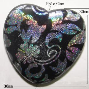 Painted Spray-paint Hardening Acrylic Beads, Flat Heart 30x30mm Hole:2mm Sold by Bag