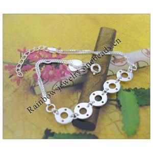 Sterling Silver European style Bracelets, Length:7.3inch, Sold by PC