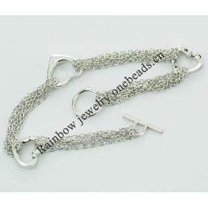 Sterling Silver European style Bracelets, Length:7.09inch, Sold by PC