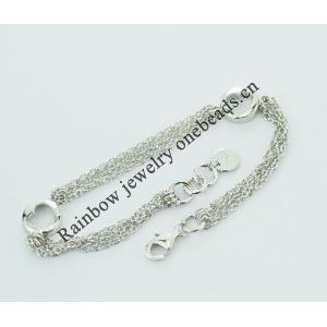 Sterling Silver European style Bracelets, Length:7.09inch, Sold by PC