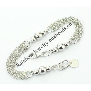 Sterling Silver European style Bracelets, Length:7.09inch, Sold by PC